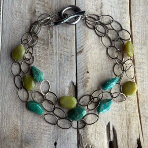 Sterling Silver Genuine Stone Necklace